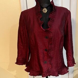 Dress Barn Burgundy Ruffled Blouse